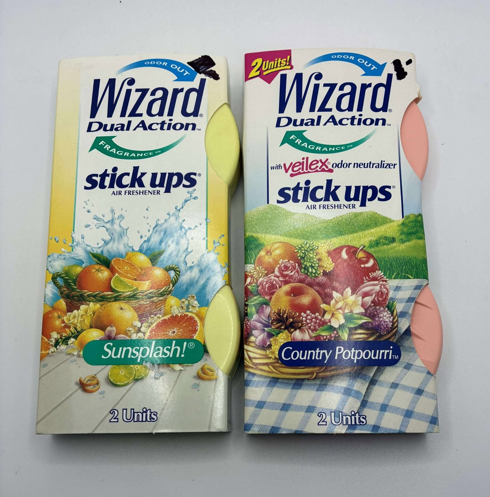 1992 Wizard Dual Action Stick Ups Air Freshener Country Potpourri & Sunsplash