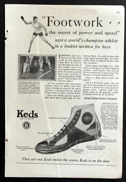 1927 Keds Basketball Shoe AD Spring-Step *Footwork the Secret of power & Speed*