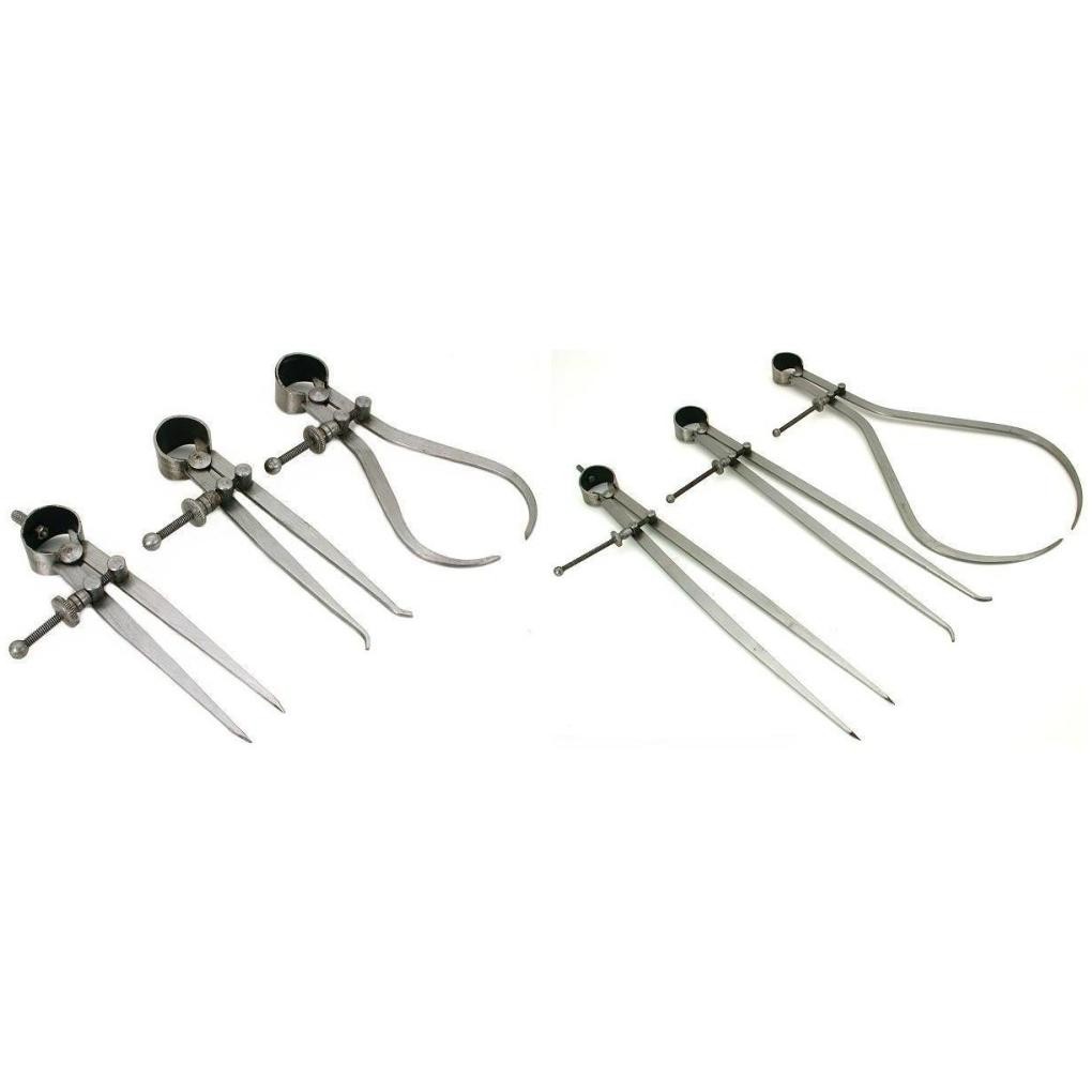 Inside Outside Divider Precision Calipers Small & Large Sets Woodworking 6Pcs