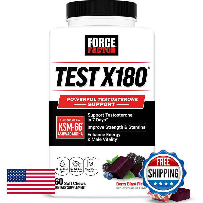 Force Factor Test X180 Testosterone Support For Men Clinically Studied Ksm-66