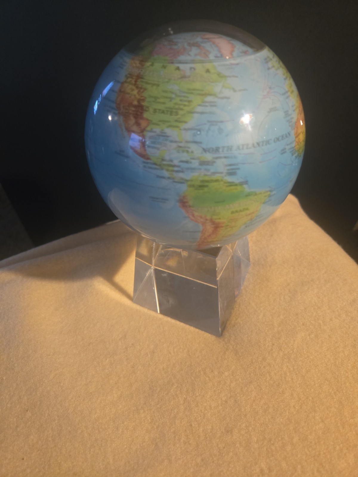 MOVA 4" Ocean Blue Relief Map Rotating Globe with Square Crystal Base