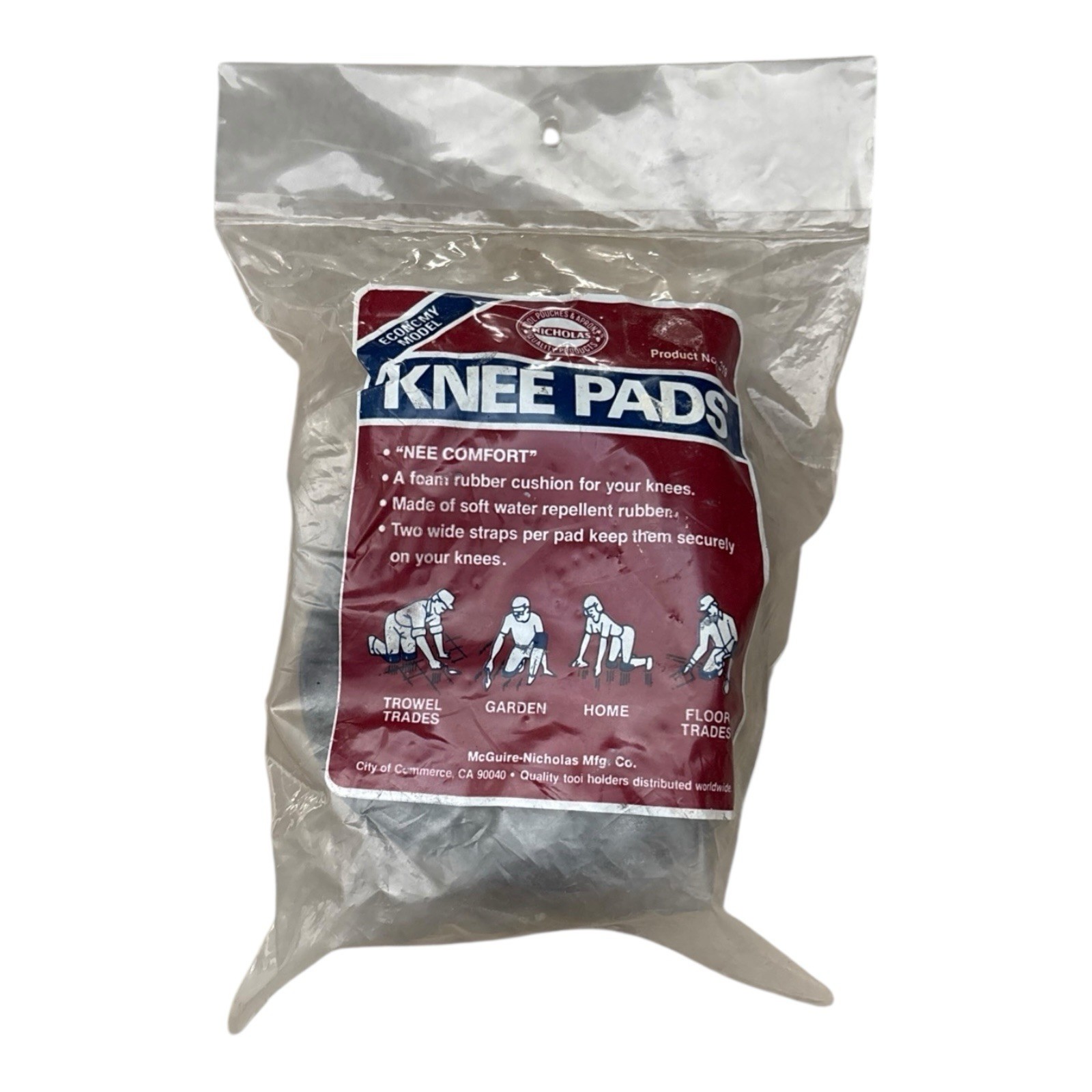 Vintage Nicholas Kneepads Foam Rubber Cushion Water Repellent With Straps #319