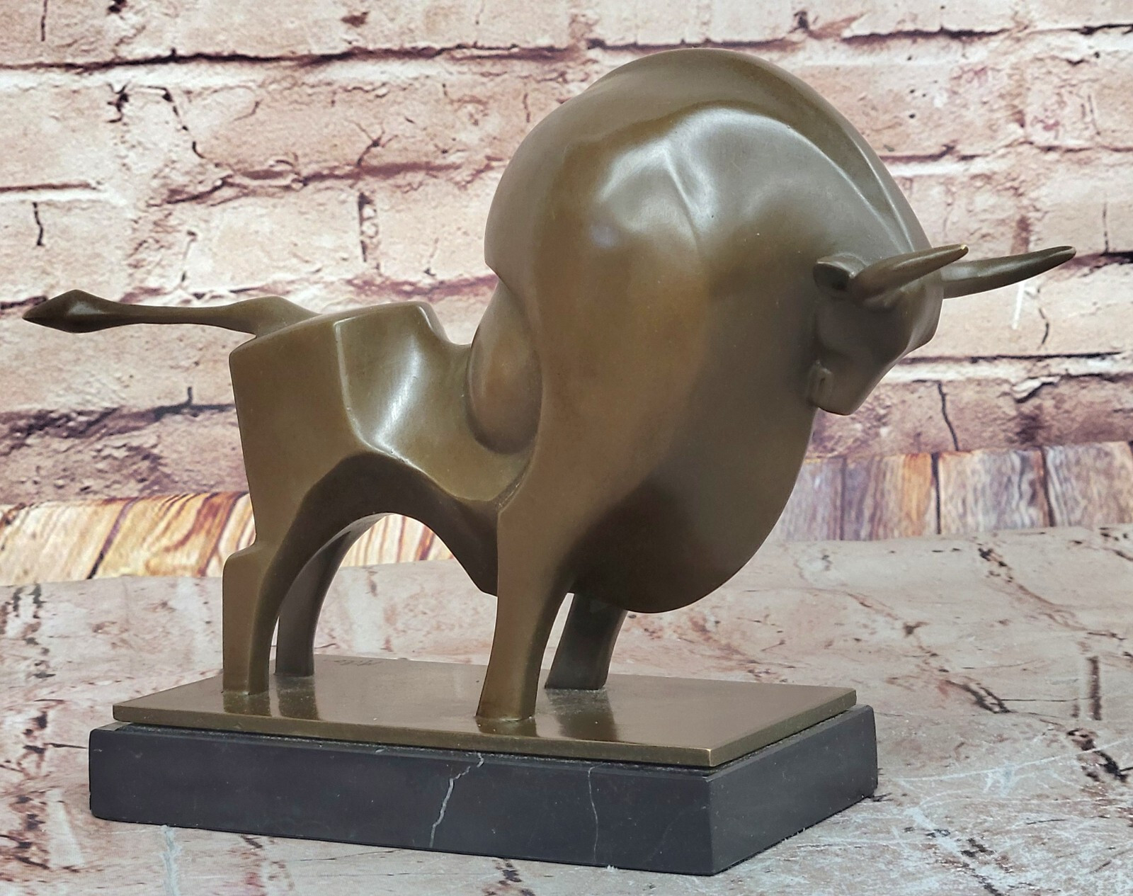 Original Milo Bronze Bull Statue – Abstract Animal Figurine for Collectors Figur
