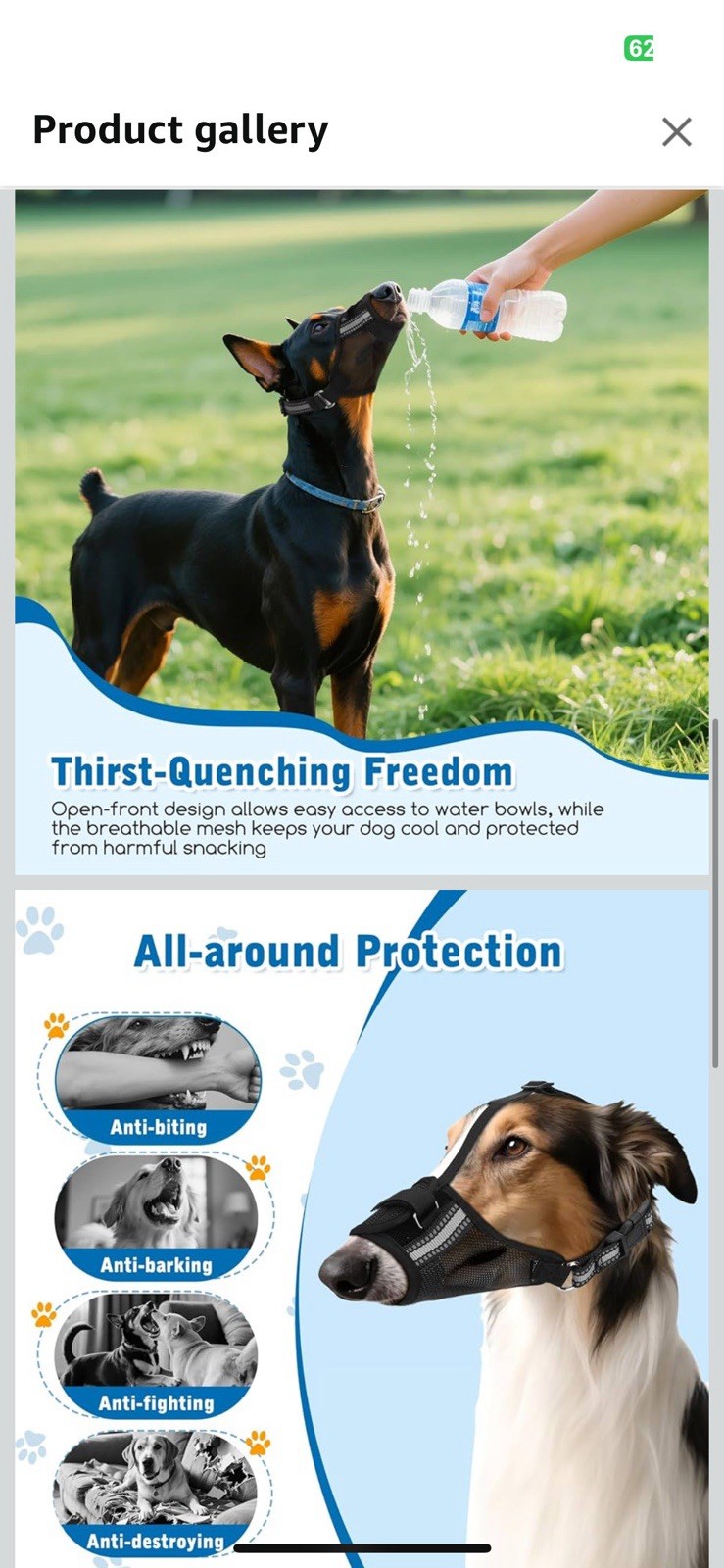 Nobleza Dog Muzzles, Breathable Adjustable Humane Mesh Dog Muzzle for Biting