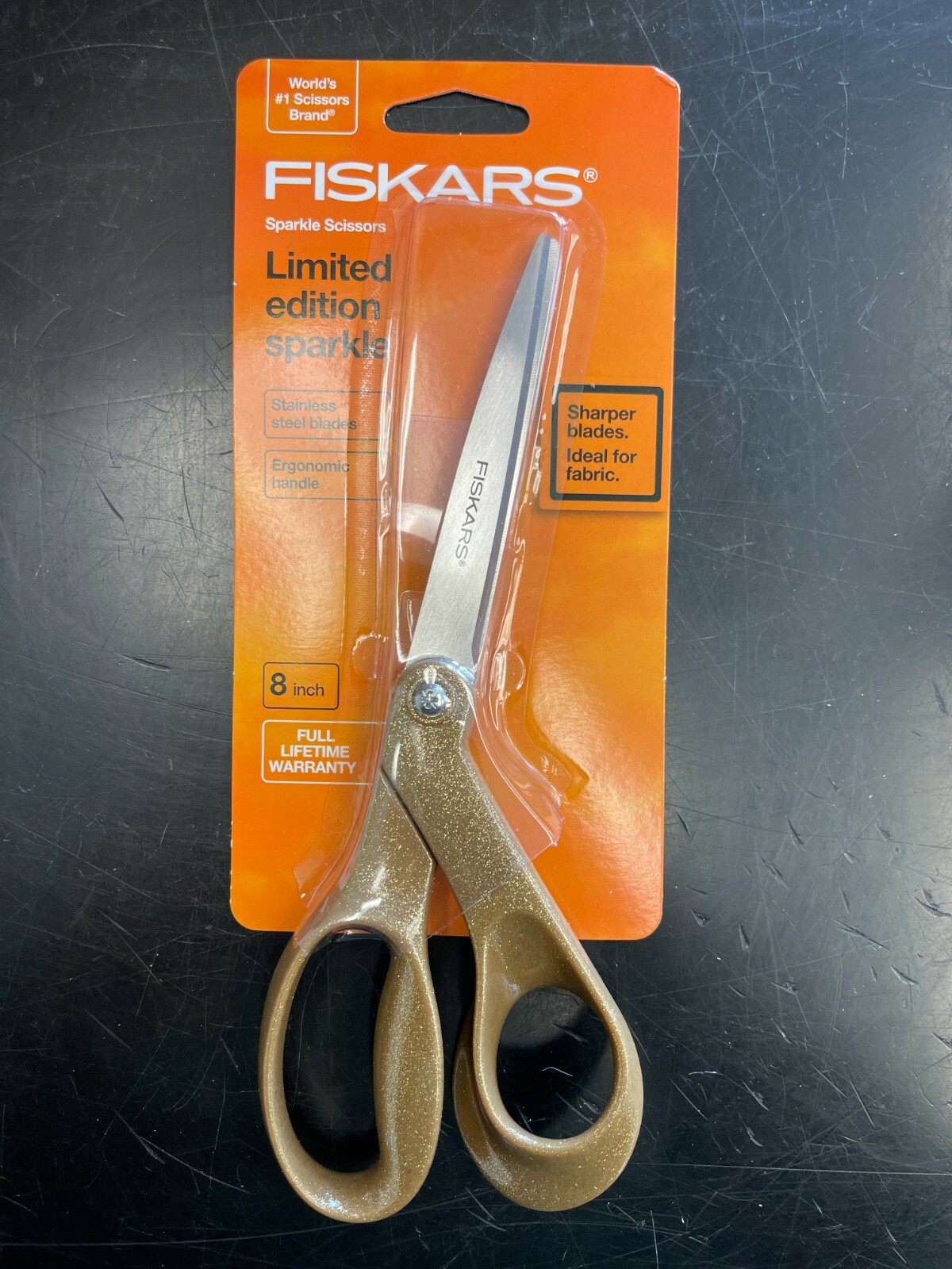 Fiskars Premier 8in Bent Fashion Deco Scissors Limited Edition - Gold Sparkle 03