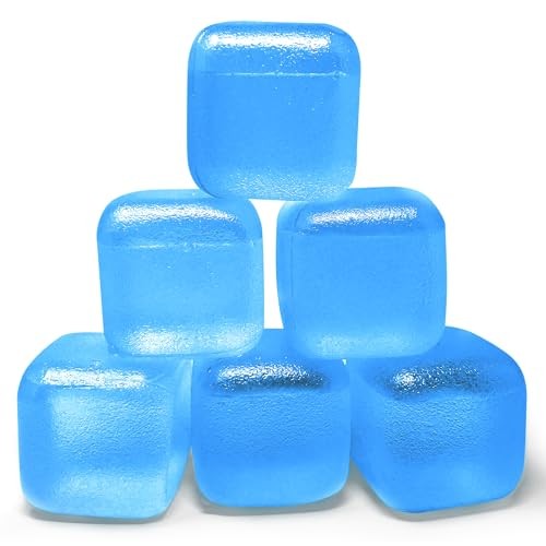 LEONNS Extra Large Reusable Ice Cubes 2.2in 6-Pack, BPA Free Plastic, Non-toxic