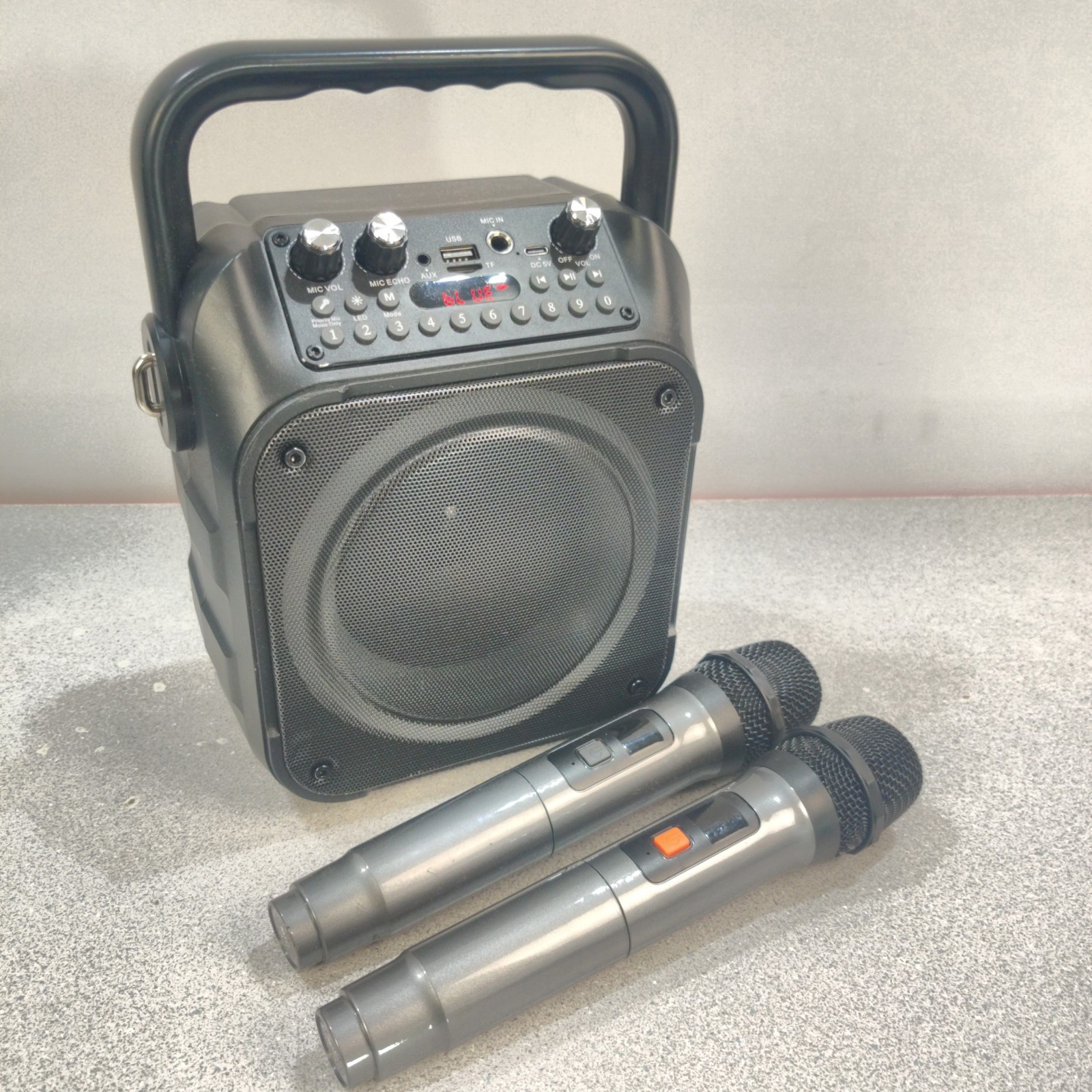 K9-M Karaoke Machine 15W Portable Bluetooth Speaker Wireless Microphones LED