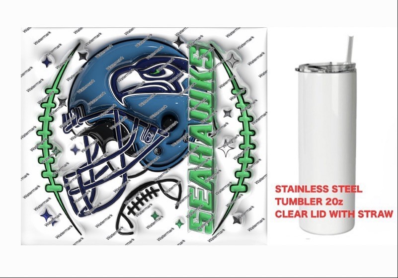 SEAHAWKS  -  PUFFY 3D NFL HELMET Tumbler 20 oz Stainless Steel