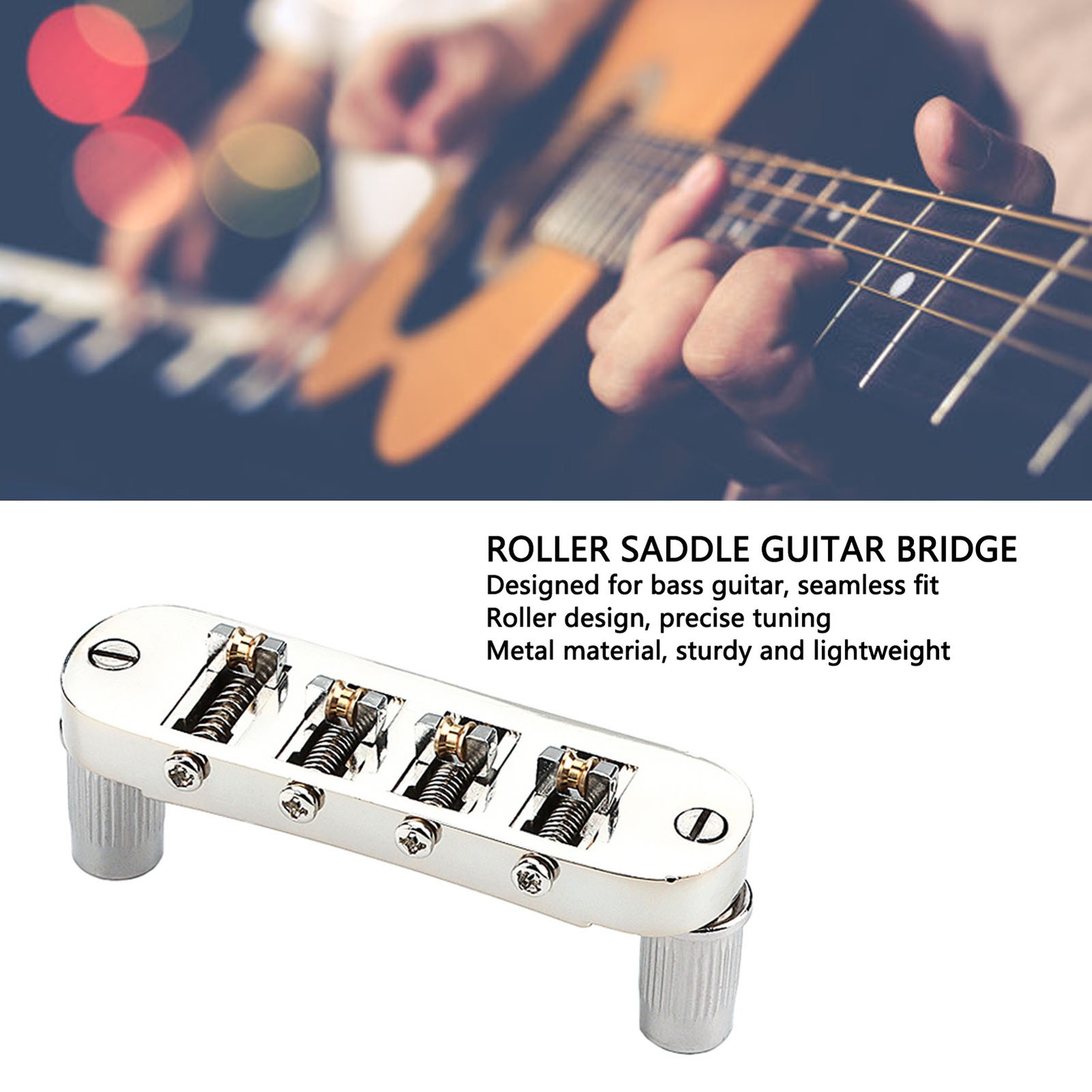 Durable Metal 4 String Bass Guitar Bridge Roller Saddle Design for Stability
