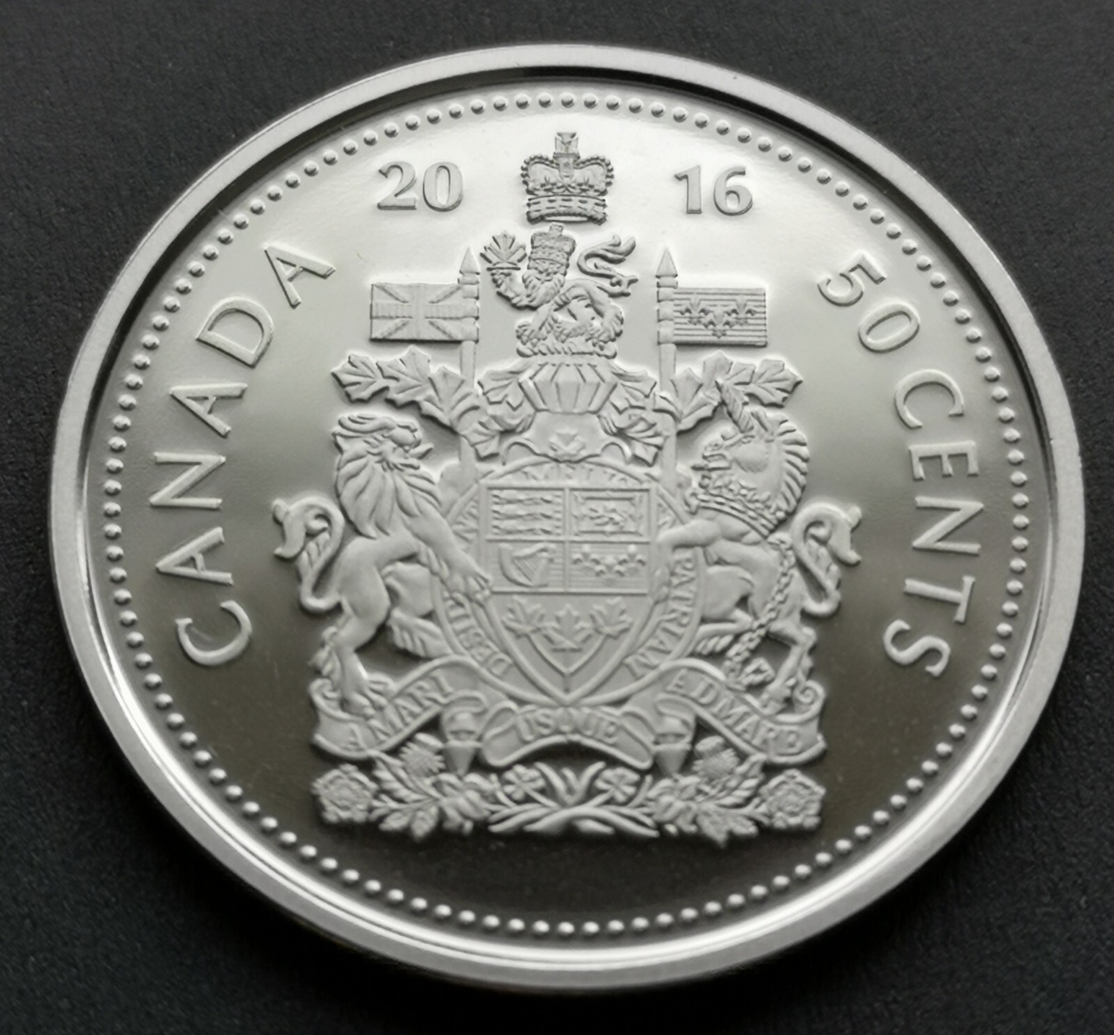 *** CANADA  50  CENTS   2016 *** PROOF  ULTRA  HEAVY  CAMEO ***  STEEL ***