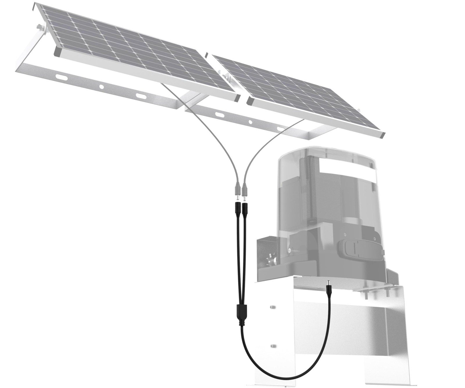 Solar-Powered Sliding Gate Opener System Adapter Kit - 2.3FT Dual-Port DC Lin