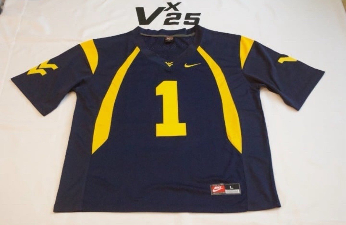 NEW Men's Nike West Virginia Mountaineers Tavon Austin Blue Throwback Jersey Lg