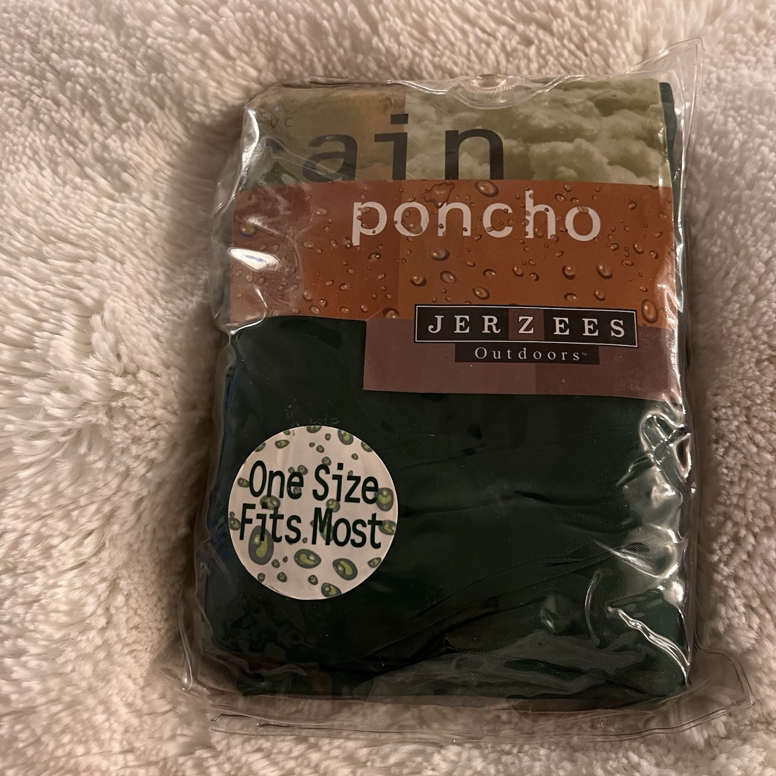 New JERZEES OUTDOORS 10 mm PVC Rain Poncho Waterproof Forest Green One Size