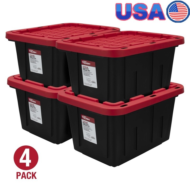 Stackable Plastic Storage Tote Snap-Lid Lockable Indoor Outdoor Organizer New