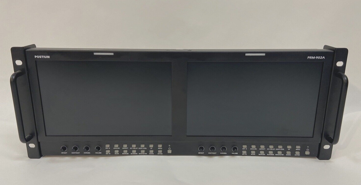 Postium PRM-902A Dual 9 " LCD Rack Monitor with Dual  HD- SDI, Waveform, Scope