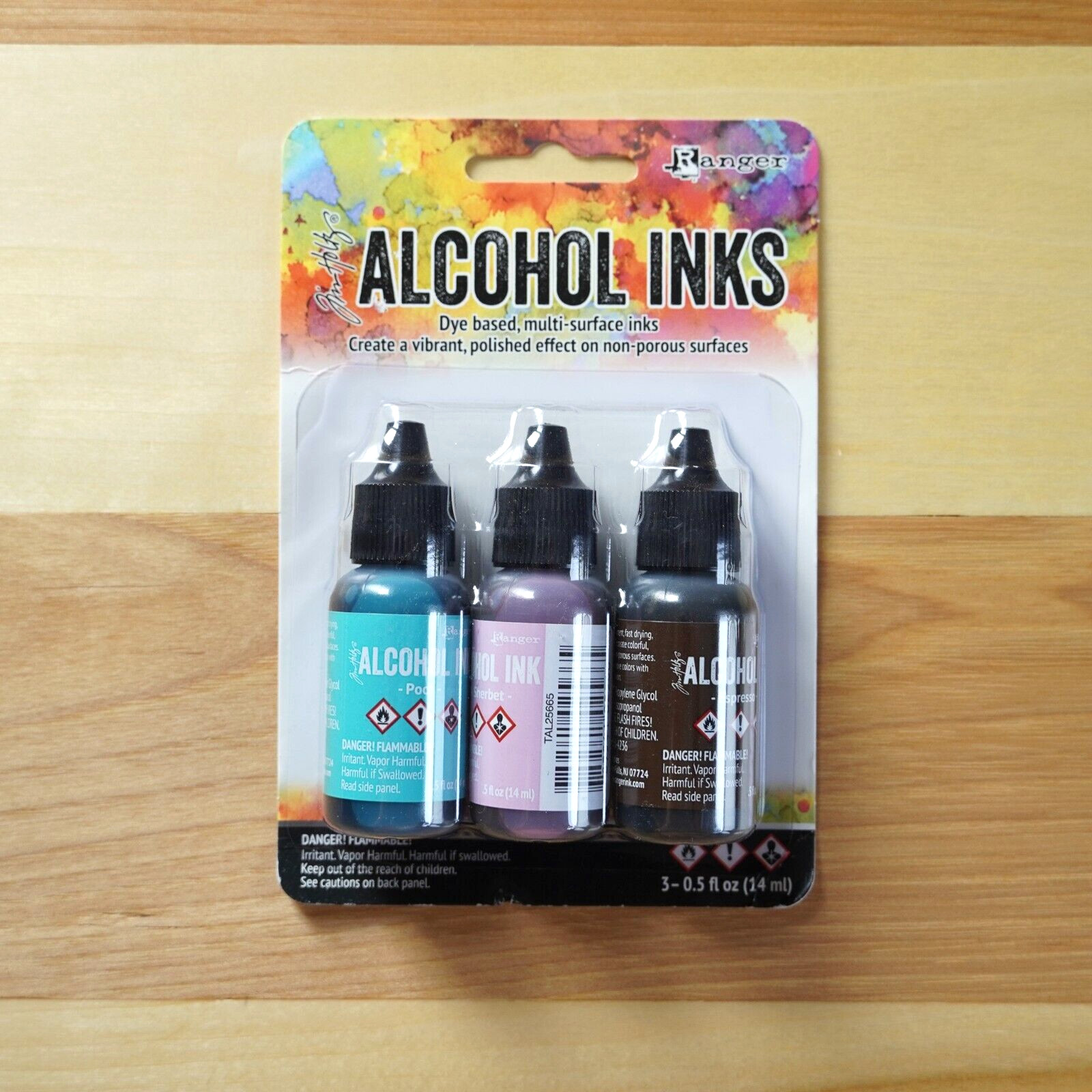Ranger Tim Holtz Alcohol Ink ~ Blue, Pink, Brown 3 Pc TAK525652