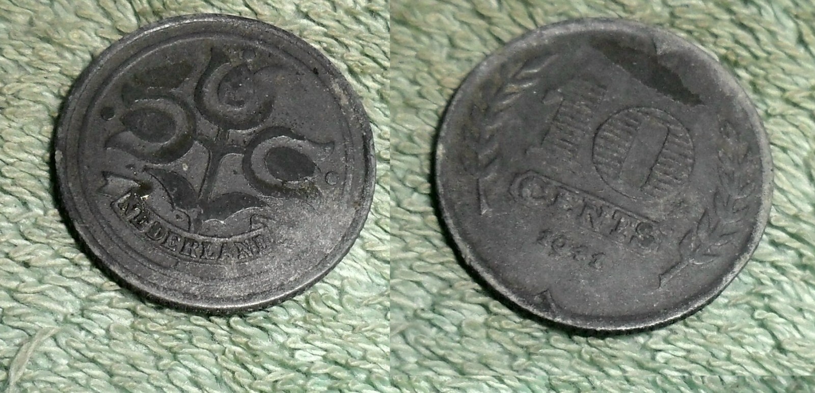 RFM 76814 World Coins Netherlands 1941 10 Cents Circulated Condition Zinc KM173