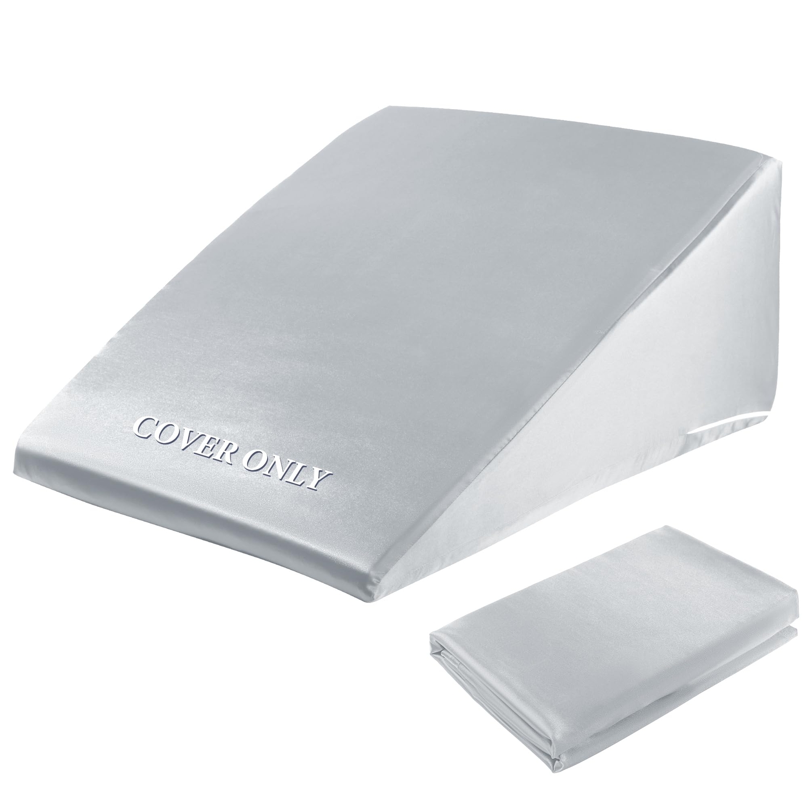 Satin Bed Wedge Pillow Cover Removable & Machine Washable Light Grey