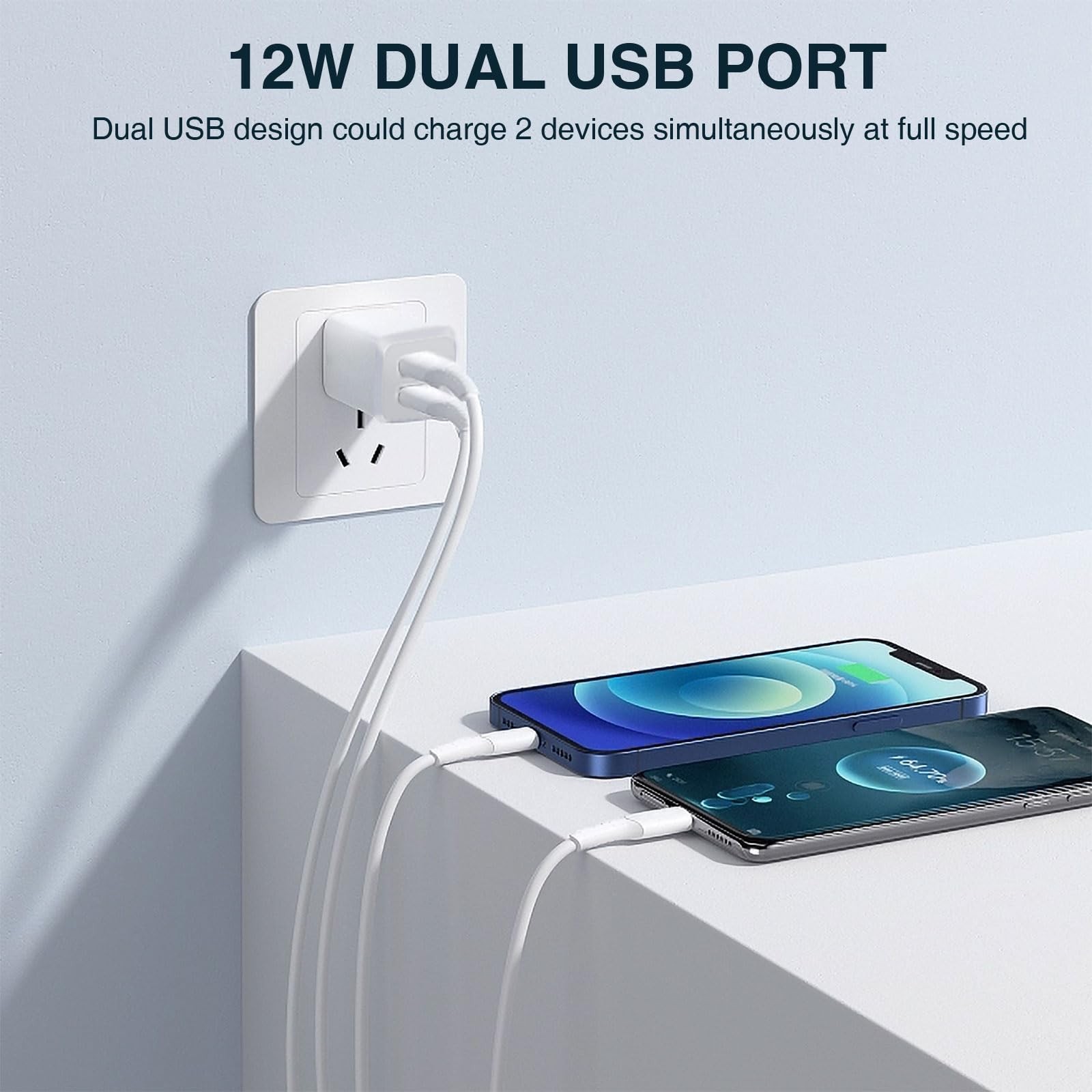 USB Wall Charger, Dual Port Cube Power Adapter Charger Plug Block Charging Bo...