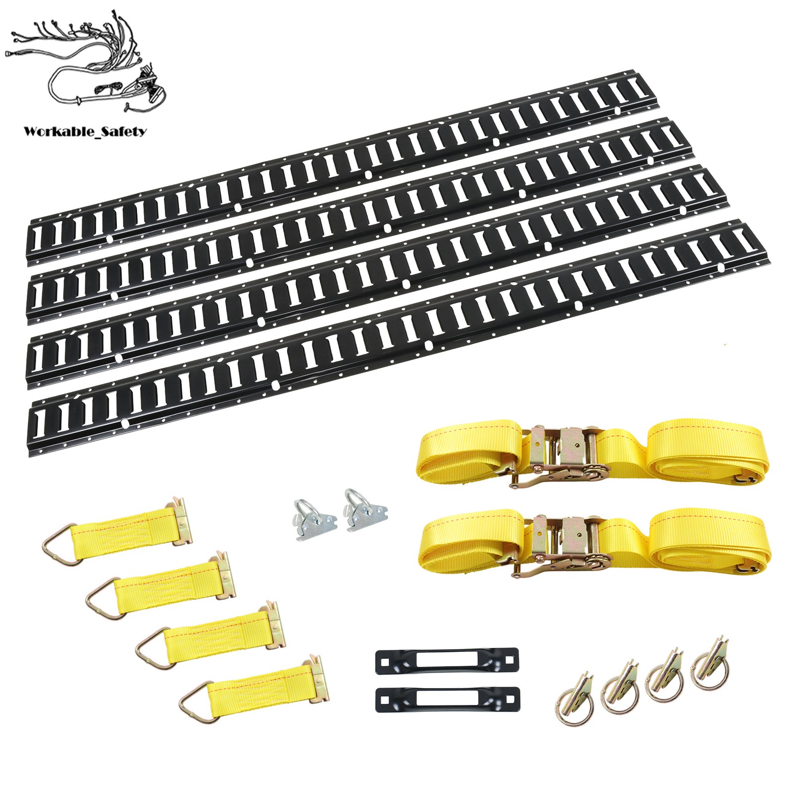 BLK 18 Pack 5 Foot E Track Rails Powder Coated Steel For Cargo Trailer Tie Down