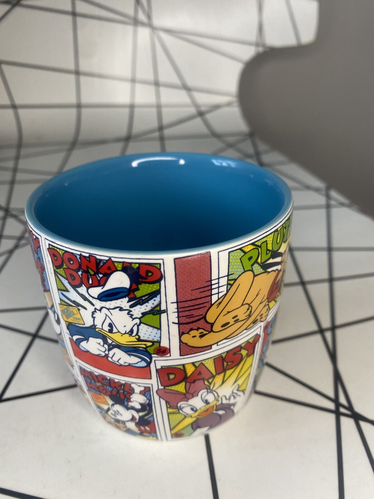 Disney Store Mug Cup - Mickey Mouse Comic Strip, Blue Inside