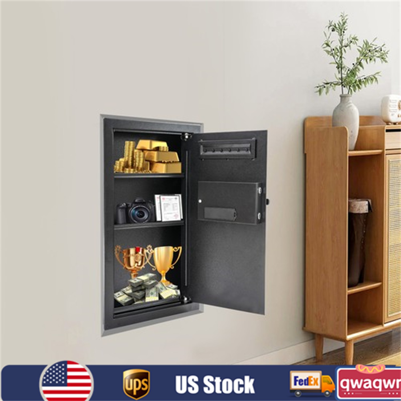 Fireproof Hidden Lock Wall Safe With Keys Cash Jewelry Superior Home Security