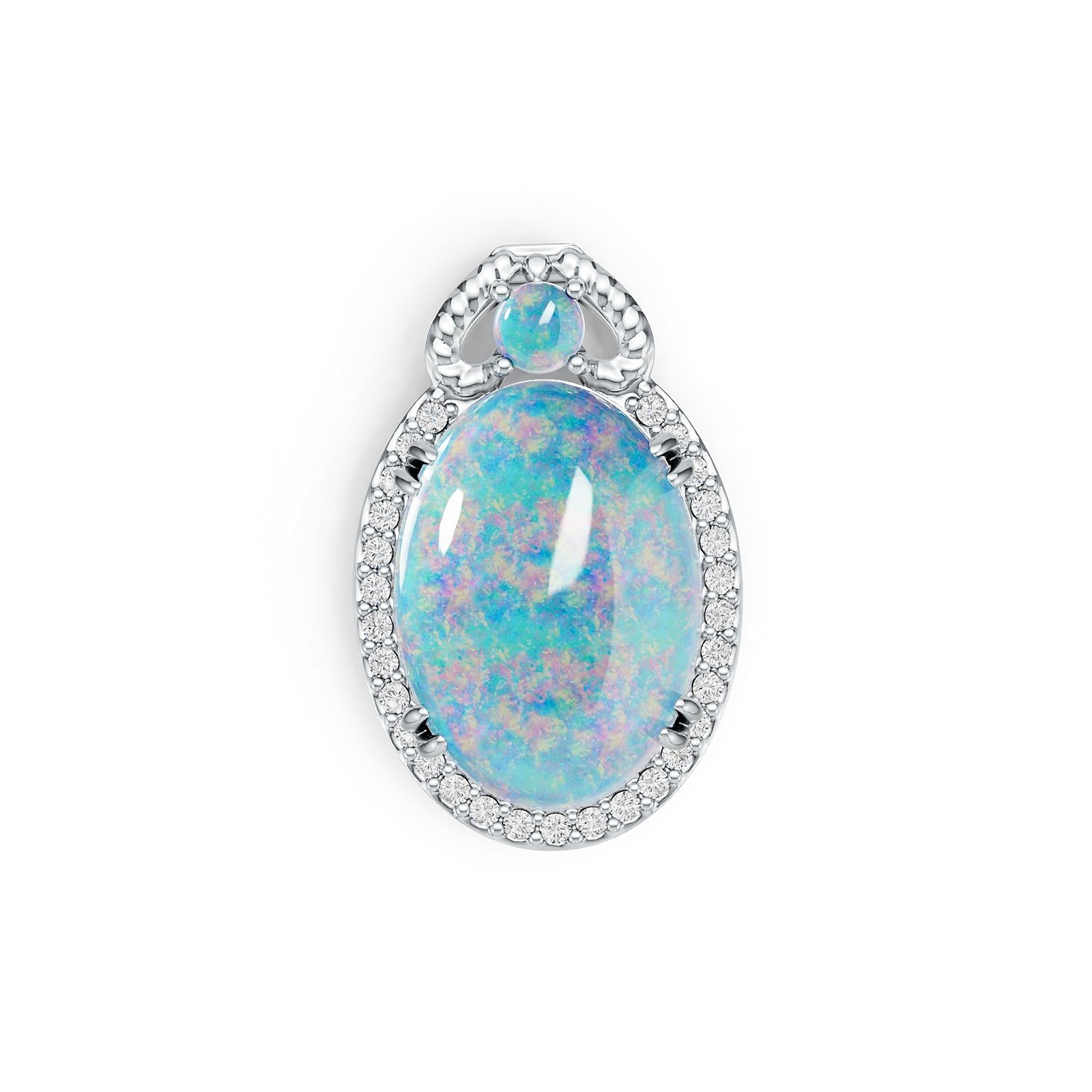 Sterling Silver Semi Mount Pendant Setting Oval OV 14X10mm RD 3X3mm Cabochon