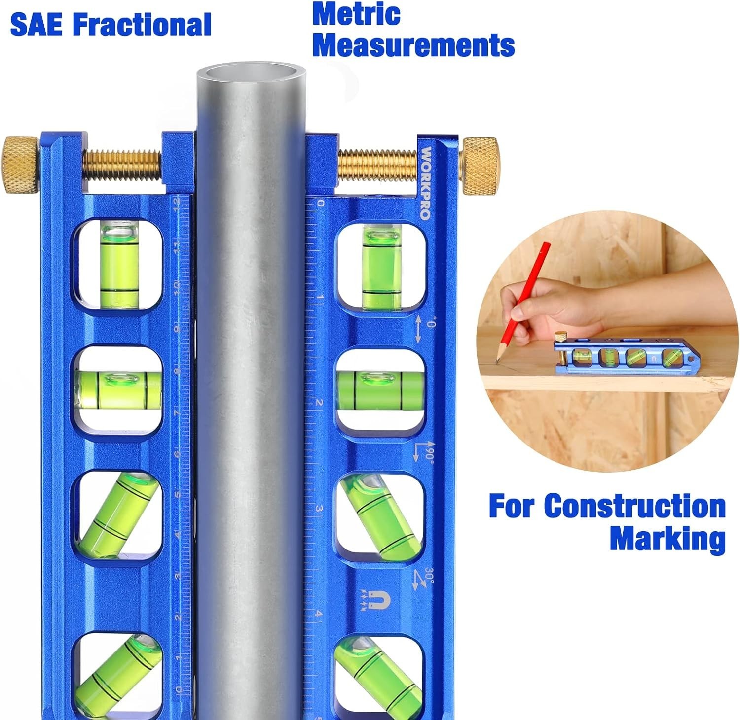 Professional 6.3-Inch Magnetic Level with Dual Measurement Scales and Vials