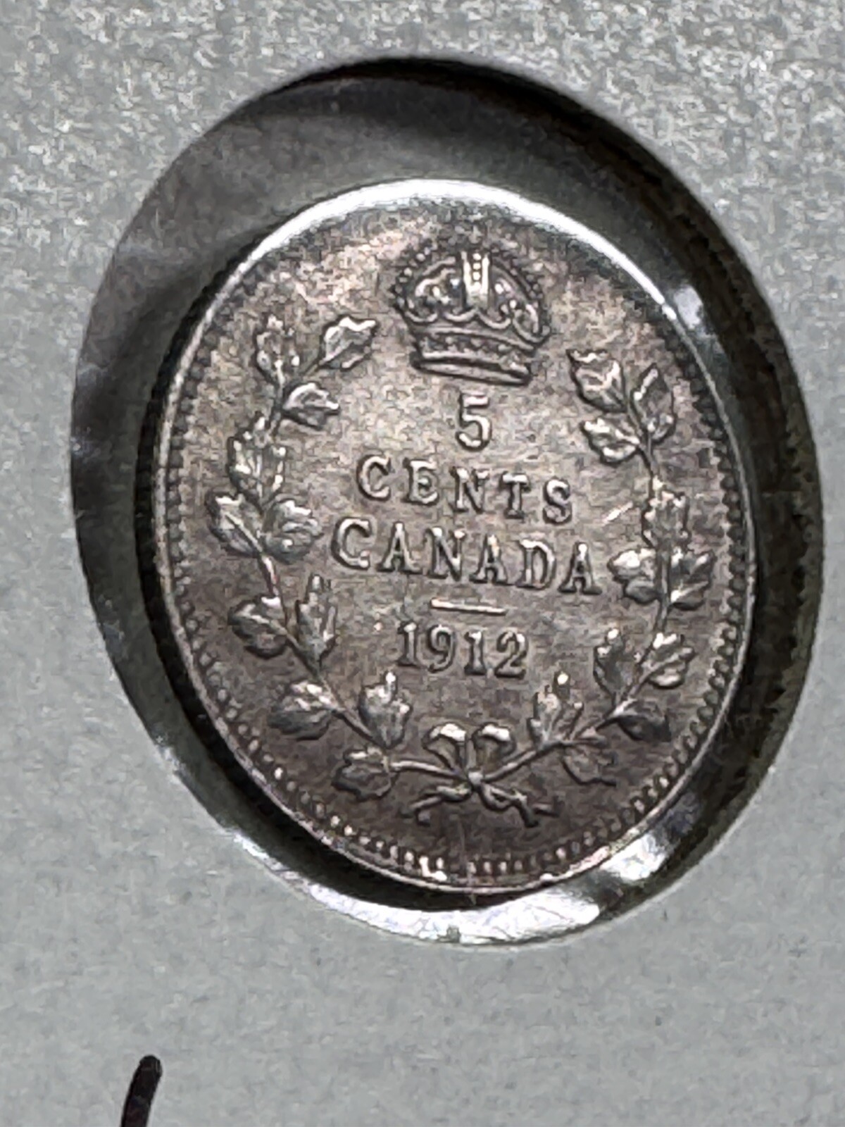 1912 Canada 5 Cents Small Silver Coin Cleaned