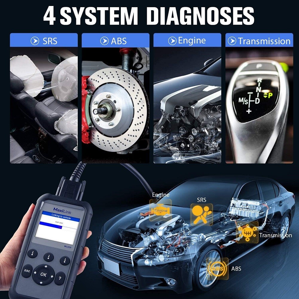 Autel MaxiLink ML629 Automotive OBD2 Scanner Code Reader Check Engine/ABS/SRS