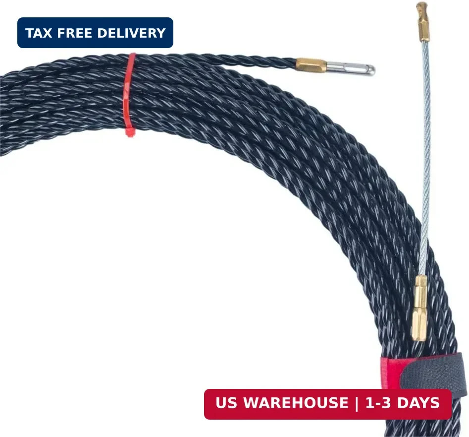 Polyester 3 Core Braid Pulling Fish Tape with Changeable Leader Tip (50ft)