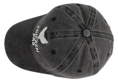 Chicken Dad Hat, Funny Adjustable Washed Cotton Embroidered Farm Cock Black