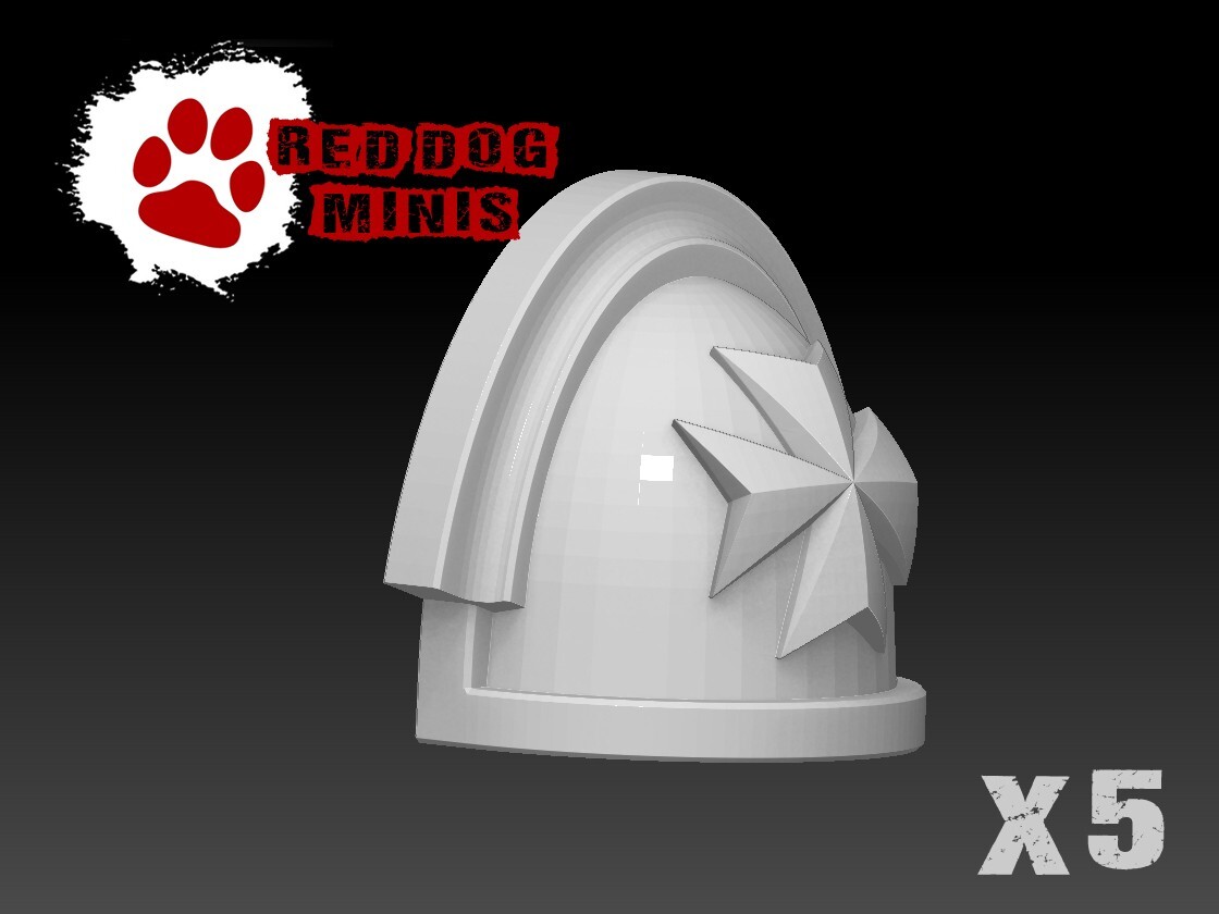 Cross Shoulder Pads - Vet Smooth (x5) - compatible w 40k black templars Primaris