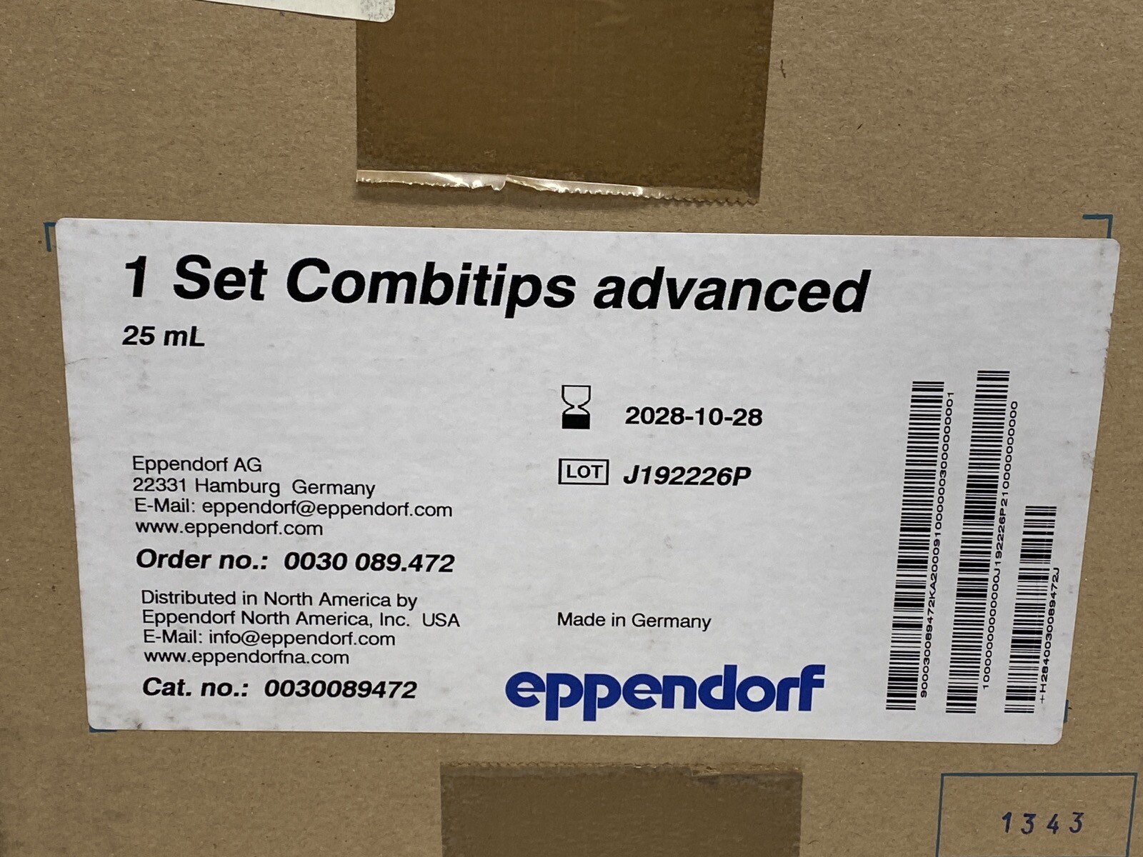 (100/Cs) EPPENDORF Combitips Advanced 25mL Standard Pipette Tips 0030089472