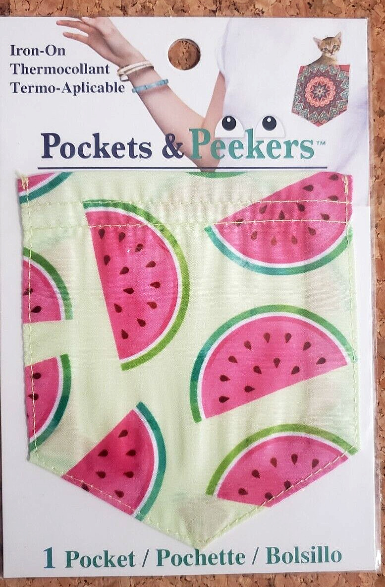 POCKETS & PEEKERS Iron-On POCKET – WATERMELON - 1 pc