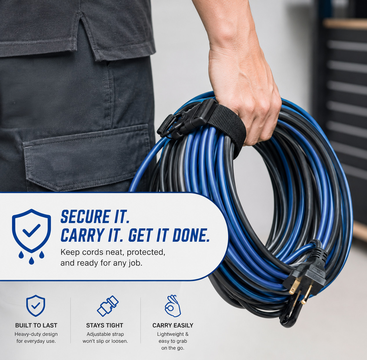 Heavy Duty Wrap Bundle 4 Hanging Cable Straps Cable Organizer