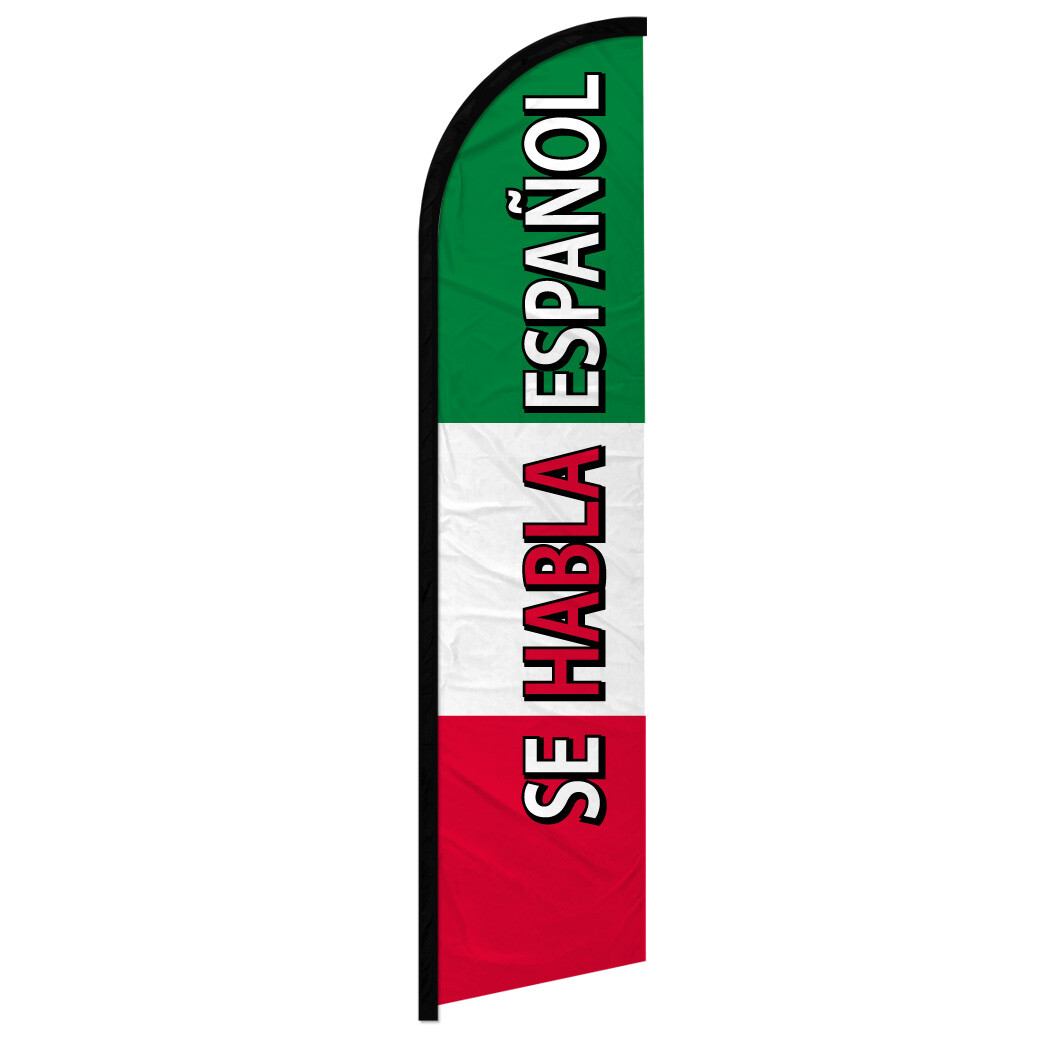 Se Habla Espanol #2 Windless Advertising Swooper Flag We Speak Spanish