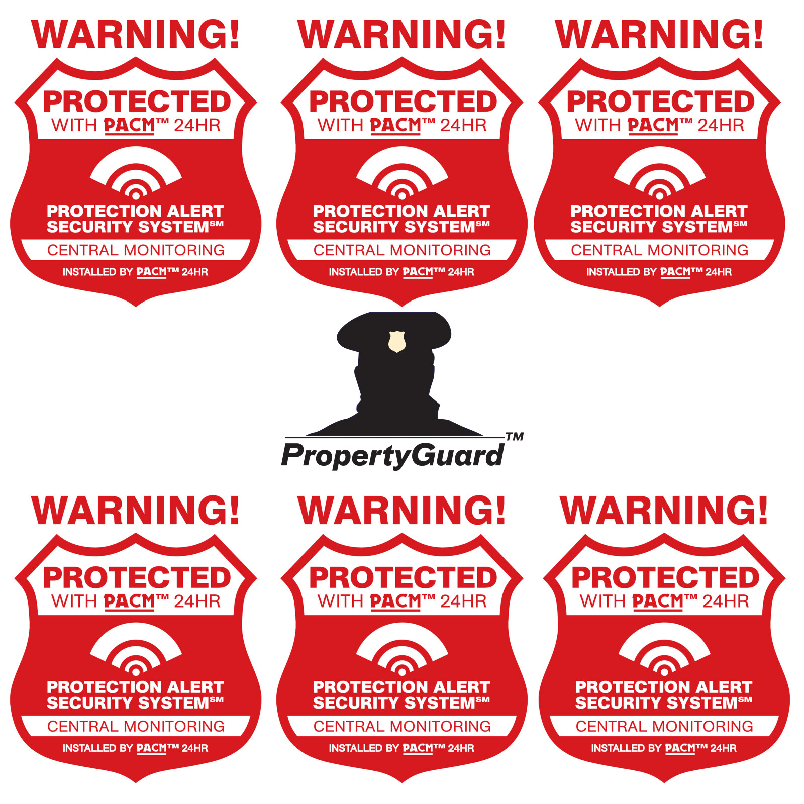 6 Security Warning Home Alarm Decals Set UV Outdoor