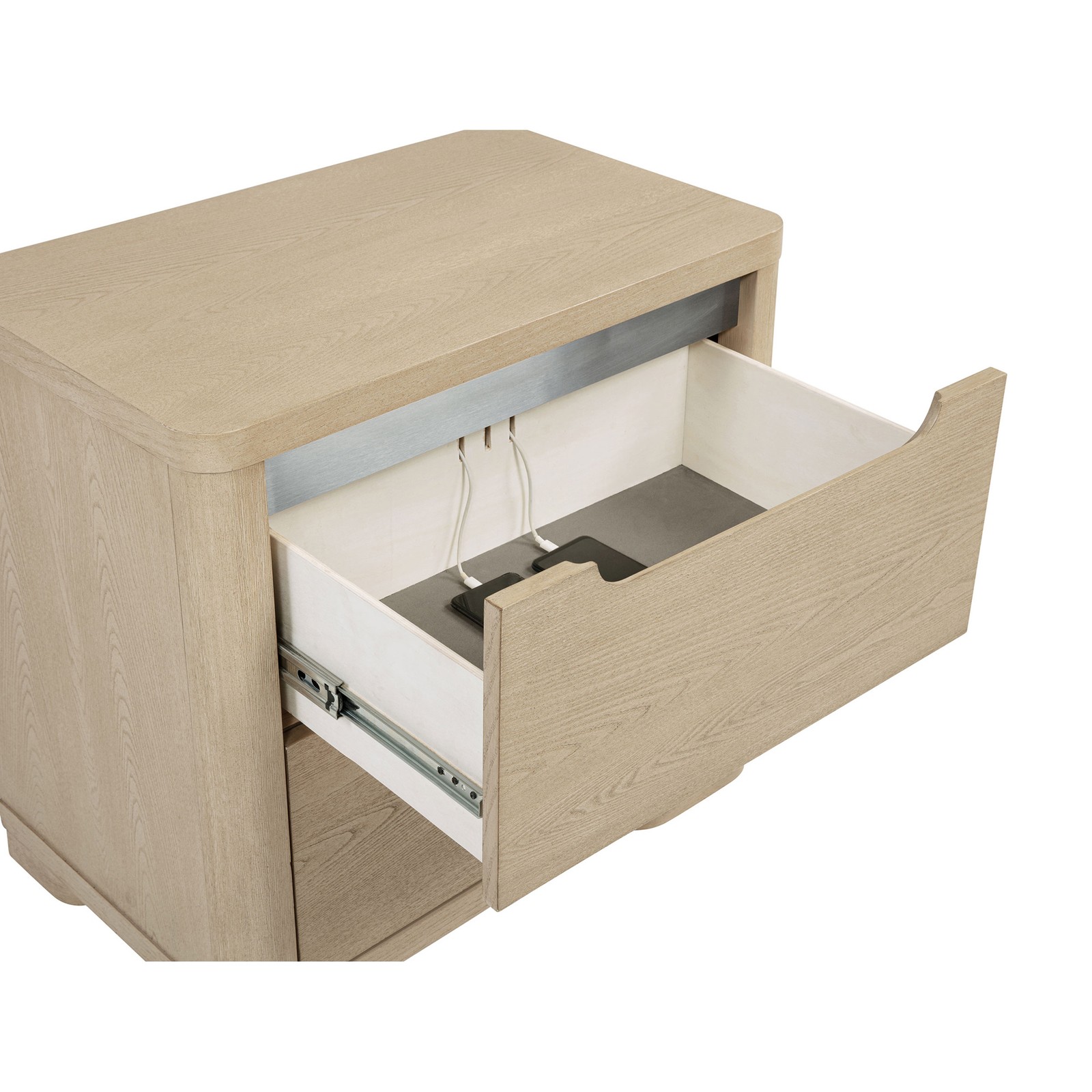 Light Elm 2-drawer Nightstand Bedside Table