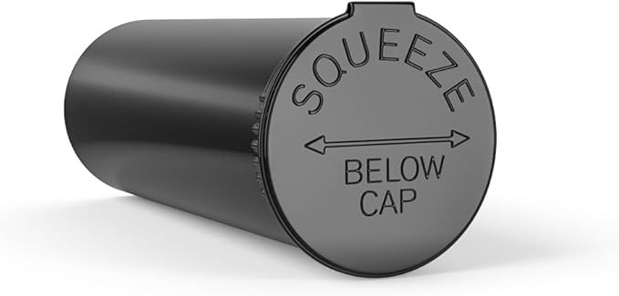 100PC | 60 Dram Child Resistant Pop Top Vial Container (Opaque Black)