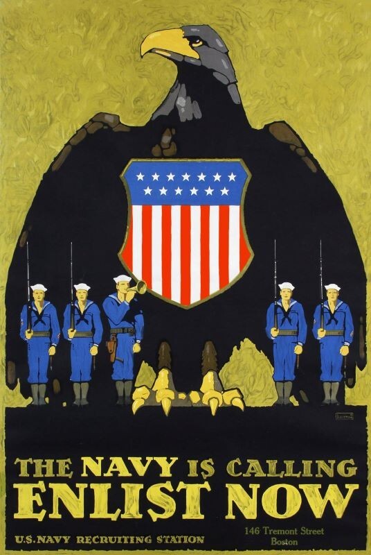 World War One Theme Enlist Navy Now! NEW Sign 24x36" USA Steel XL Size