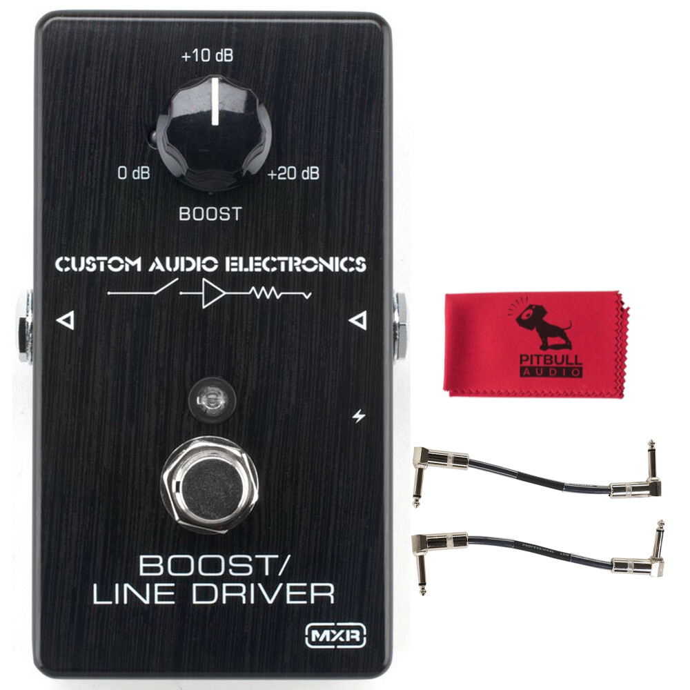 MXR MC401 Boost / Line Driver Guitar Pedal w/ Patch Cables & Pitbull Audio Cloth
