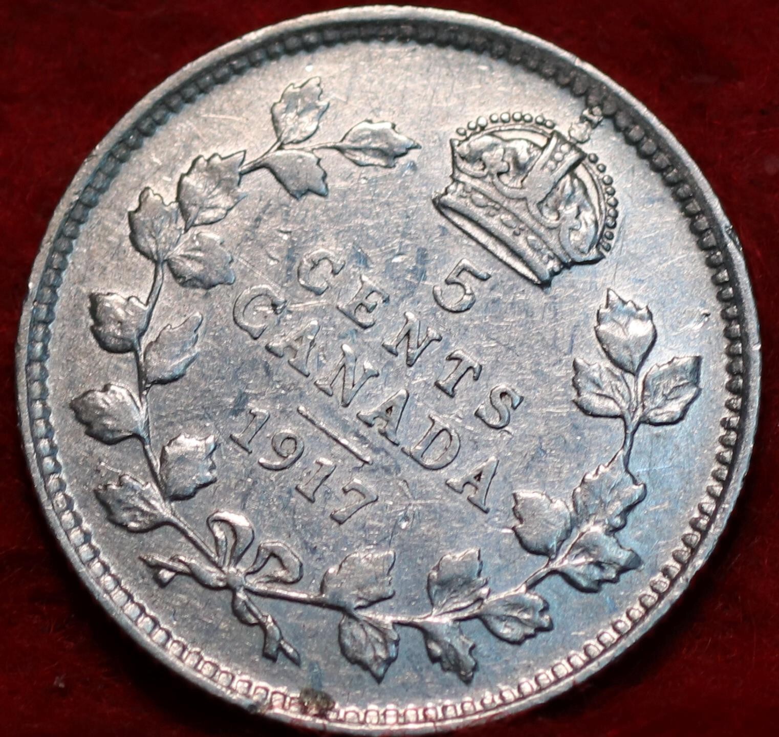 🇨🇦 1917  King George V 5 Cents Silver Coin Canada