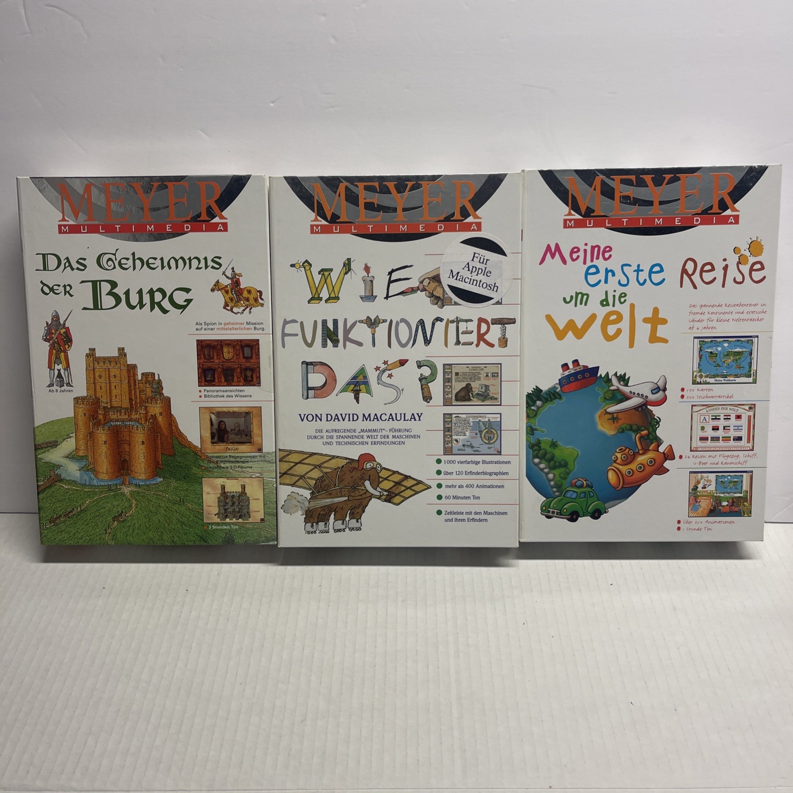 Lot Of 3 German Meyer Multimedia 1997 2 Cd Rom Game Apple /Windows 3.1 95