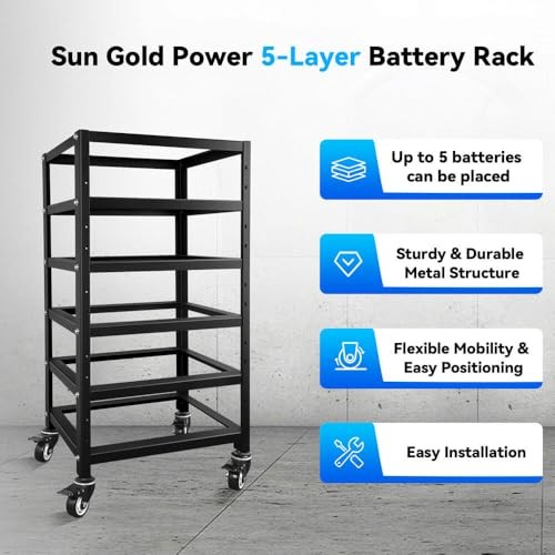 SUNGOLDPOWER 3U Server Rack 5-Layer for Stackable 48V 100AH Rack Lithium