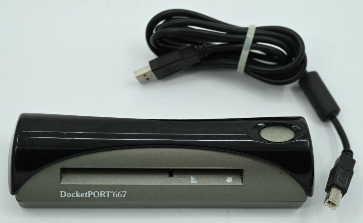 Ambir DocketPORT 687 DP687 Portable ID Card Scanner Black with USB