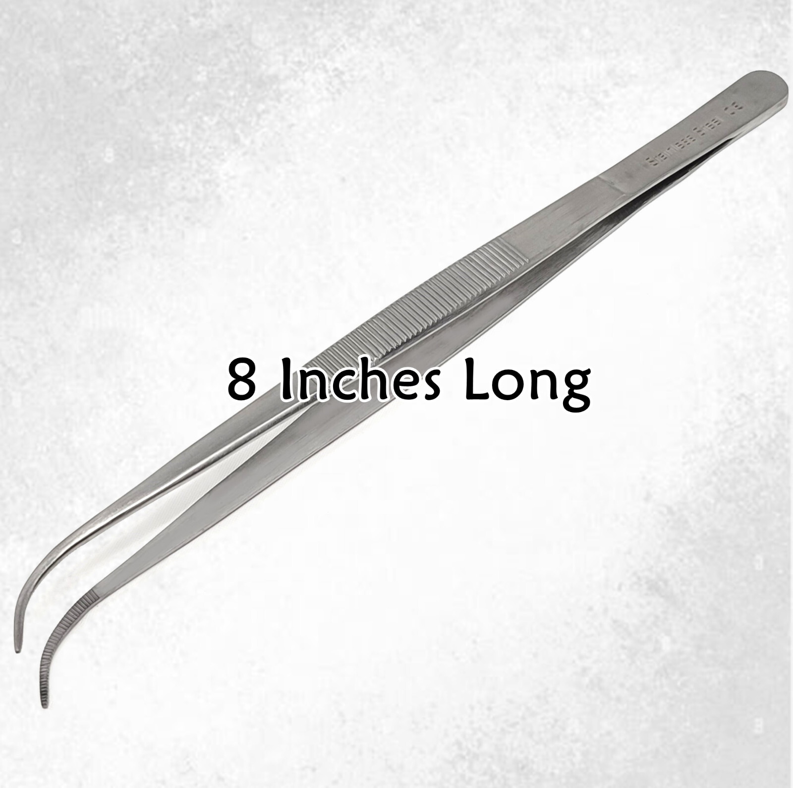 Splinter Forceps 8" Fine Serrated Surgical Tweezers Curved Jaws, Stainless CE