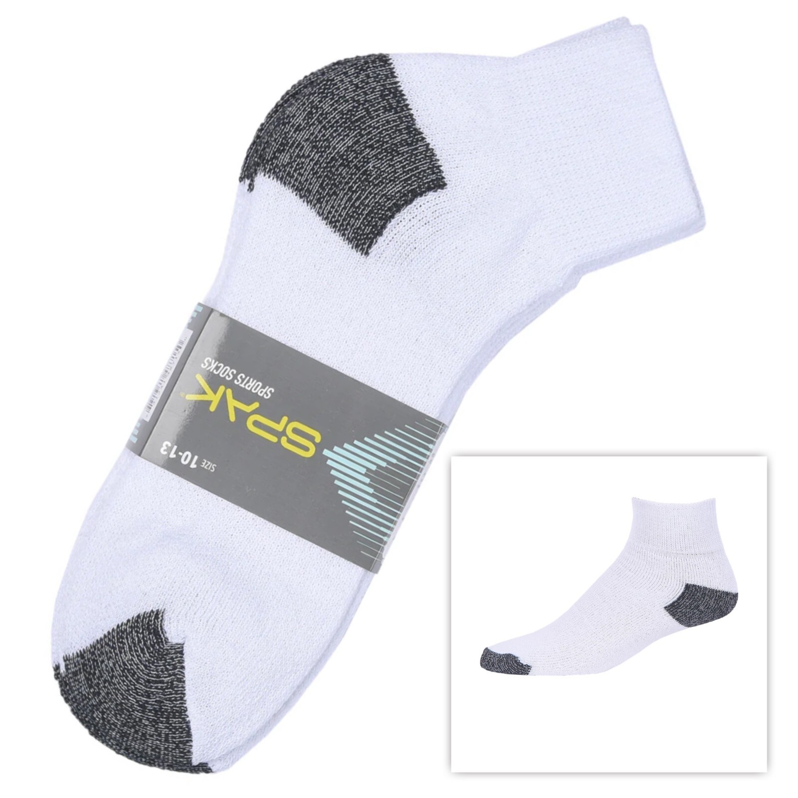 New Men's 12 Pairs Sports White Gray Ankle Quarter Crew Socks Cotton Size 10-13