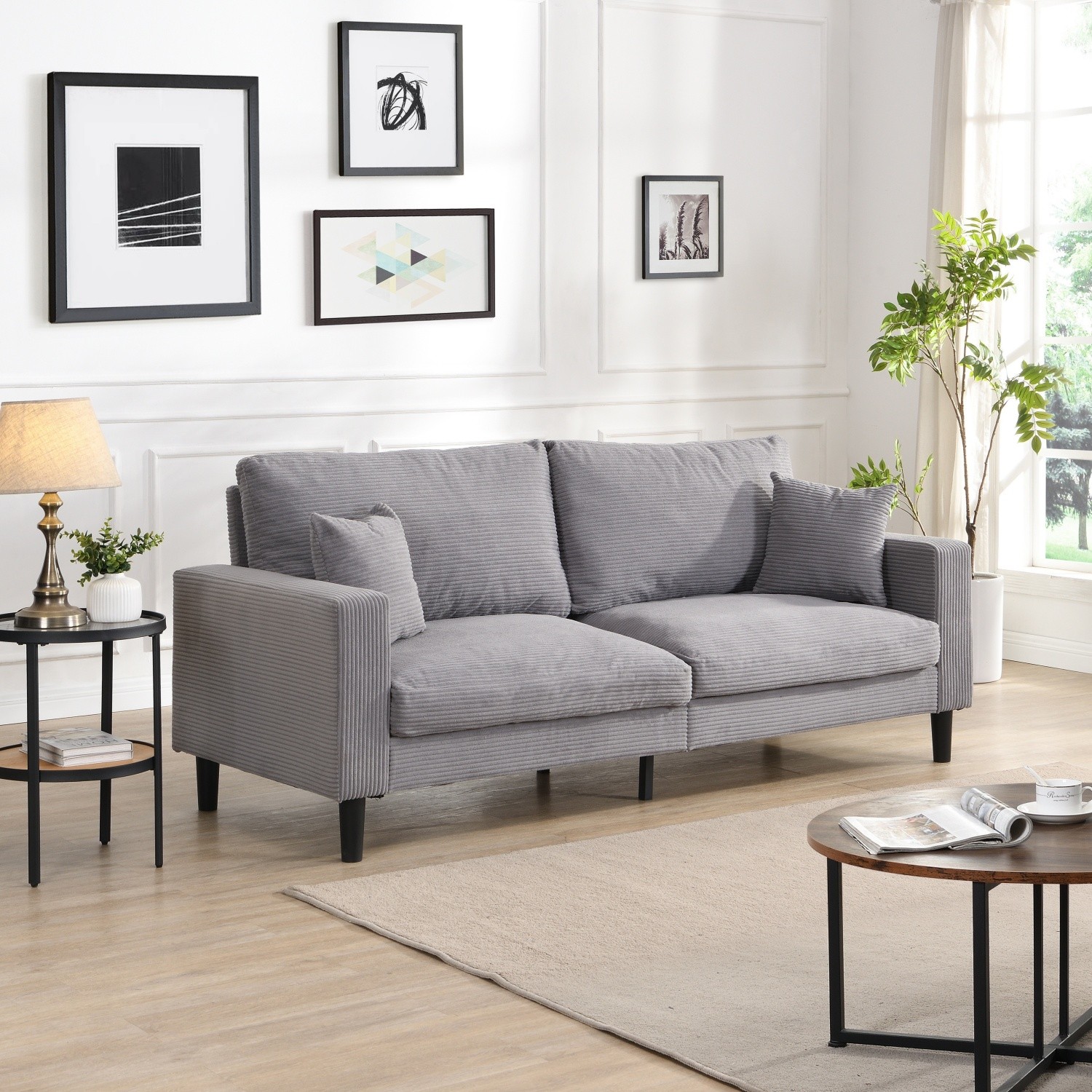 74'' 3 Seater Sofa Couch Upholstered Sofa Couch Home Living Room Furniture