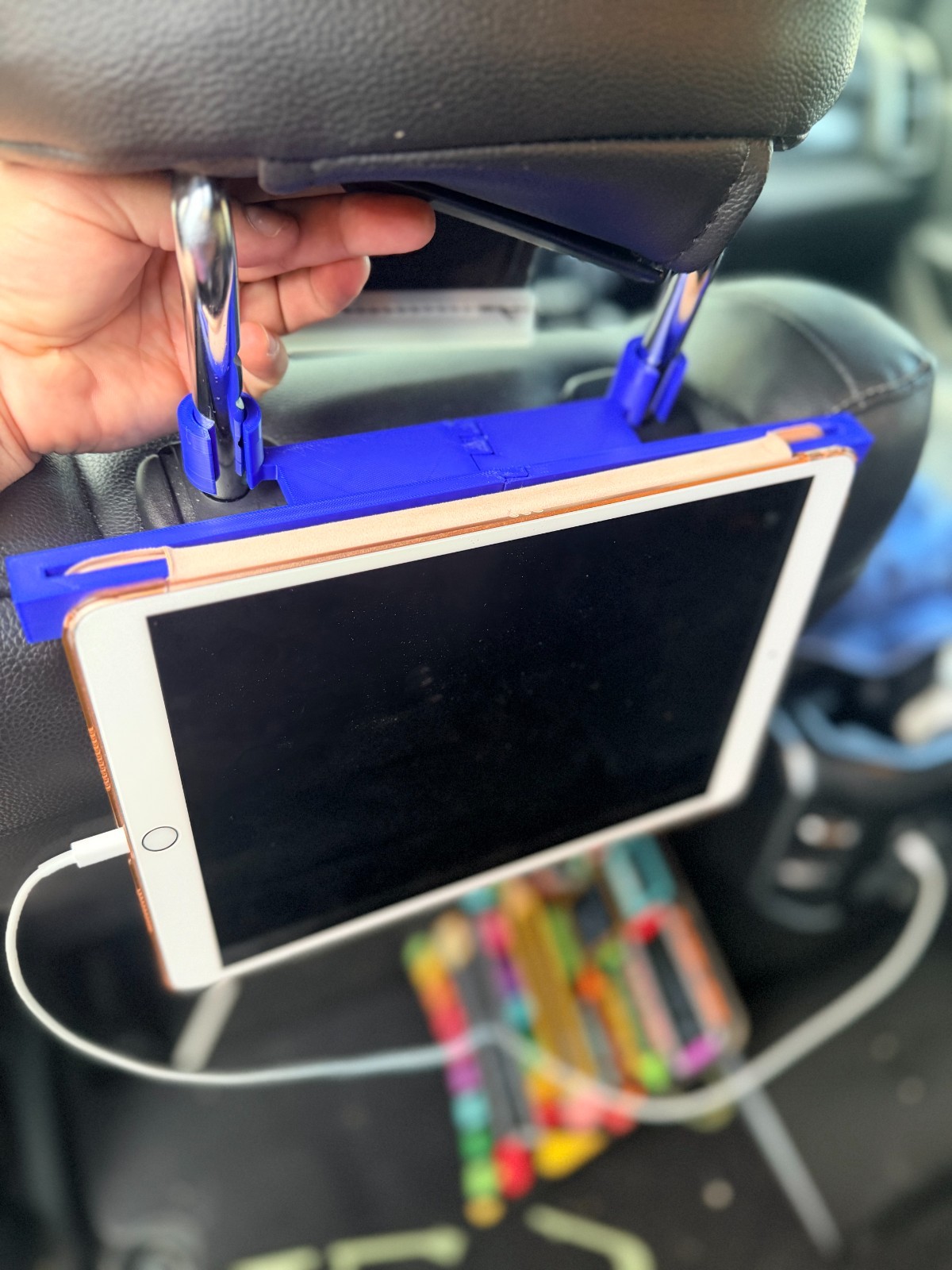 3D printed iPad Air 3 Hanger for RAM 1500 Backseat